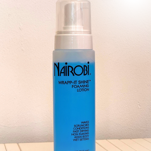 Nairobi Foaming Lotion, Shine and Hold for Wrap Sets and Wig Installs Nairobi Foaming Lotion for wrap sets, natural styles, and wig installs, adds shine and hold without flaking, available at DGHairstyl